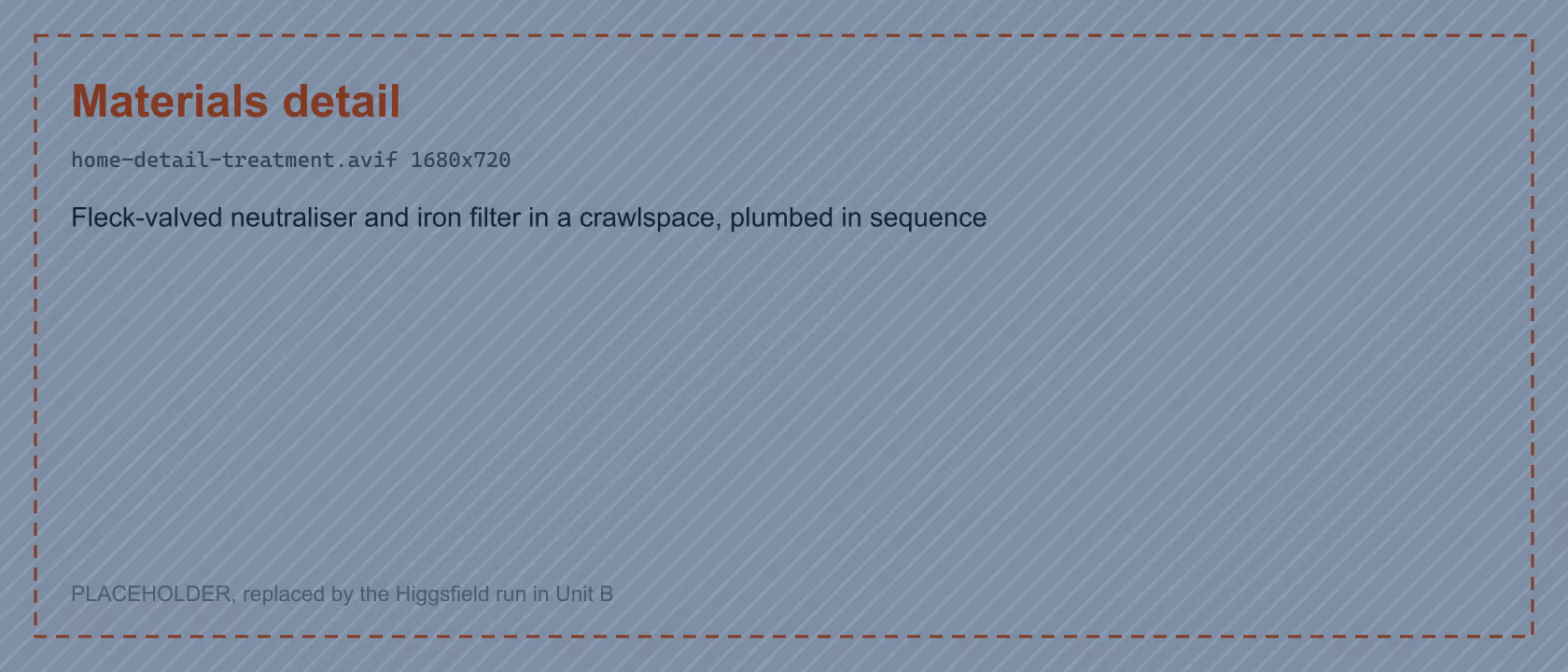 Fleck-valved neutralizer and iron filter in a crawlspace, plumbed in sequence